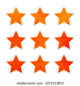 Stars gradient set. Colorful stars of different color tone on white background. Vector logo templates - icons and signs in bright colors. Sparkle lights gradient set. Premium color shapes for icons.