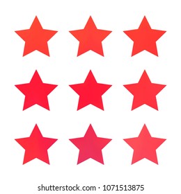 Stars gradient set. Colorful stars of different color tone on white background. Vector logo templates - icons and signs in bright colors. Sparkle lights gradient set. Premium color shapes for icons.