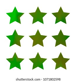 Stars gradient set. Colorful stars of different color tone on white background. Vector logo templates - icons and signs in bright colors. Sparkle lights gradient set. Premium color shapes for icons.
