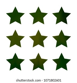 Stars gradient set. Colorful stars of different color tone on white background. Vector logo templates - icons and signs in bright colors. Sparkle lights gradient set. Premium color shapes for icons.