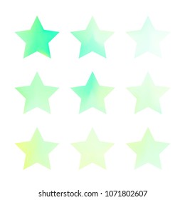 Stars gradient set. Colorful stars of different color tone on white background. Vector logo templates - icons and signs in bright colors. Sparkle lights gradient set. Premium color shapes for icons.