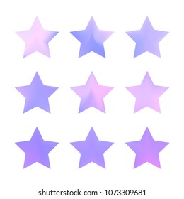 Stars gradient set. Colorful stars of different color tone on white background. Vector logo templates - icons and signs in bright colors. Sparkle lights gradient set. Premium color shapes for icons.