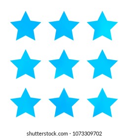 Stars gradient set. Colorful stars of different color tone on white background. Vector logo templates - icons and signs in bright colors. Sparkle lights gradient set. Premium color shapes for icons.