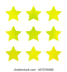 Stars gradient set. Colorful stars of different color tone on white background. Vector logo templates - icons and signs in bright colors. Sparkle lights gradient set. Premium color shapes for icons.