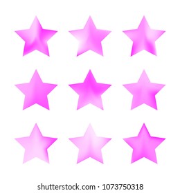 Stars gradient set. Colorful stars of different color tone on white background. Vector logo templates - icons and signs in bright colors. Sparkle lights gradient set. Premium color shapes for icons.