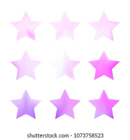 Stars gradient set. Colorful stars of different color tone on white background. Vector logo templates - icons and signs in bright colors. Sparkle lights gradient set. Premium color shapes for icons.
