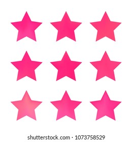 Stars gradient set. Colorful stars of different color tone on white background. Vector logo templates - icons and signs in bright colors. Sparkle lights gradient set. Premium color shapes for icons.