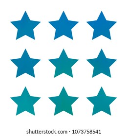 Stars gradient set. Colorful stars of different color tone on white background. Vector logo templates - icons and signs in bright colors. Sparkle lights gradient set. Premium color shapes for icons.