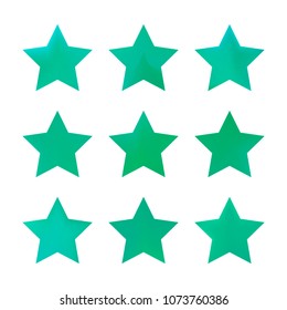 Stars gradient set. Colorful stars of different color tone on white background. Vector logo templates - icons and signs in bright colors. Sparkle lights gradient set. Premium color shapes for icons.