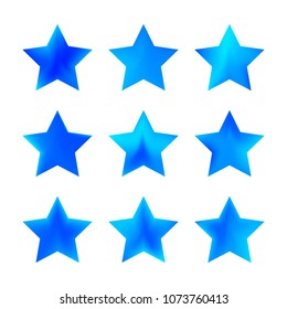 Stars gradient set. Colorful stars of different color tone on white background. Vector logo templates - icons and signs in bright colors. Sparkle lights gradient set. Premium color shapes for icons.