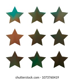 Stars gradient set. Colorful stars of different color tone on white background. Vector logo templates - icons and signs in bright colors. Sparkle lights gradient set. Premium color shapes for icons.
