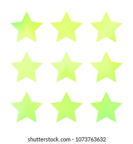 Stars gradient set. Colorful stars of different color tone on white background. Vector logo templates - icons and signs in bright colors. Sparkle lights gradient set. Premium color shapes for icons.