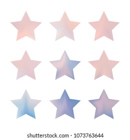 Stars gradient set. Colorful stars of different color tone on white background. Vector logo templates - icons and signs in bright colors. Sparkle lights gradient set. Premium color shapes for icons.