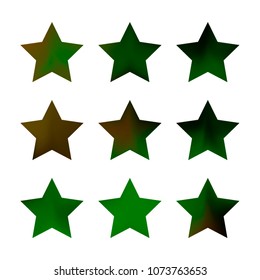 Stars gradient set. Colorful stars of different color tone on white background. Vector logo templates - icons and signs in bright colors. Sparkle lights gradient set. Premium color shapes for icons.