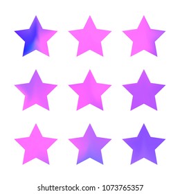 Stars gradient set. Colorful stars of different color tone on white background. Vector logo templates - icons and signs in bright colors. Sparkle lights gradient set. Premium color shapes for icons.