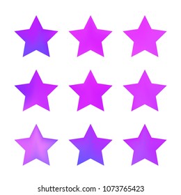 Stars gradient set. Colorful stars of different color tone on white background. Vector logo templates - icons and signs in bright colors. Sparkle lights gradient set. Premium color shapes for icons.