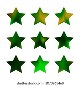 Stars gradient set. Colorful stars of different color tone on white background. Vector logo templates - icons and signs in bright colors. Sparkle lights gradient set. Premium color shapes for icons.