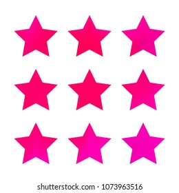 Stars gradient set. Colorful stars of different color tone on white background. Vector logo templates - icons and signs in bright colors. Sparkle lights gradient set. Premium color shapes for icons.