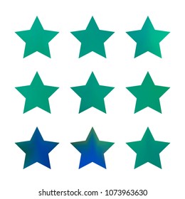 Stars gradient set. Colorful stars of different color tone on white background. Vector logo templates - icons and signs in bright colors. Sparkle lights gradient set. Premium color shapes for icons.