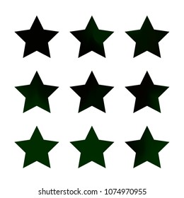 Stars gradient set. Colorful stars of different color tone on white background. Vector logo templates - icons and signs in bright colors. Sparkle lights gradient set. Premium color shapes for icons.