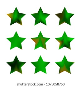 Stars gradient set. Colorful stars of different color tone on white background. Vector logo templates - icons and signs in bright colors. Sparkle lights gradient set. Premium color shapes for icons.