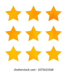 Stars gradient set. Colorful stars of different color tone on white background. Vector logo templates - icons and signs in bright colors. Sparkle lights gradient set. Premium color shapes for icons.