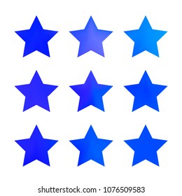 Stars gradient set. Colorful stars of different color tone on white background. Vector logo templates - icons and signs in bright colors. Sparkle lights gradient set. Premium color shapes for icons.