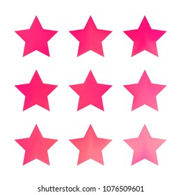Stars gradient set. Colorful stars of different color tone on white background. Vector logo templates - icons and signs in bright colors. Sparkle lights gradient set. Premium color shapes for icons.