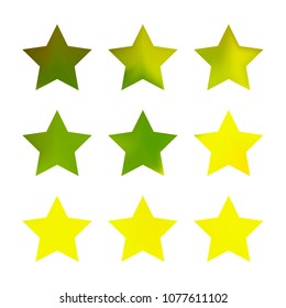 Stars gradient set. Colorful stars of different color tone on white background. Vector logo templates - icons and signs in bright colors. Sparkle lights gradient set. Premium color shapes for icons.