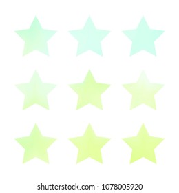 Stars gradient set. Colorful stars of different color tone on white background. Vector logo templates - icons and signs in bright colors. Sparkle lights gradient set. Premium color shapes for icons.