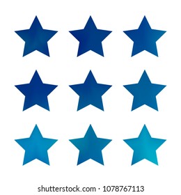 Stars gradient set. Colorful stars of different color tone on white background. Vector logo templates - icons and signs in bright colors. Sparkle lights gradient set. Premium color shapes for icons.