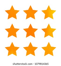 Stars gradient set. Colorful stars of different color tone on white background. Vector logo templates - icons and signs in bright colors. Sparkle lights gradient set. Premium color shapes for icons.