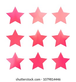 Stars gradient set. Colorful stars of different color tone on white background. Vector logo templates - icons and signs in bright colors. Sparkle lights gradient set. Premium color shapes for icons.