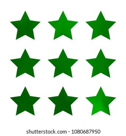 Stars gradient set. Colorful stars of different color tone on white background. Vector logo templates - icons and signs in bright colors. Sparkle lights gradient set. Premium color shapes for icons.