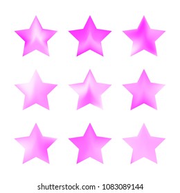 Stars gradient set. Colorful stars of different color tone on white background. Vector logo templates - icons and signs in bright colors. Sparkle lights gradient set. Premium color shapes for icons.