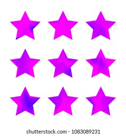Stars gradient set. Colorful stars of different color tone on white background. Vector logo templates - icons and signs in bright colors. Sparkle lights gradient set. Premium color shapes for icons.