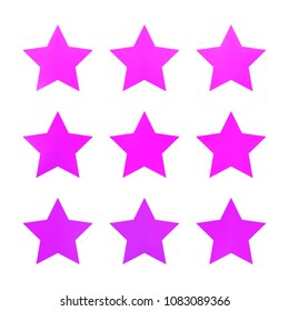 Stars gradient set. Colorful stars of different color tone on white background. Vector logo templates - icons and signs in bright colors. Sparkle lights gradient set. Premium color shapes for icons.