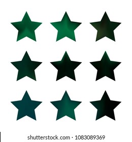 Stars gradient set. Colorful stars of different color tone on white background. Vector logo templates - icons and signs in bright colors. Sparkle lights gradient set. Premium color shapes for icons.