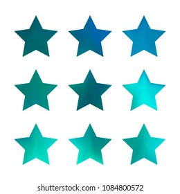 Stars gradient set. Colorful stars of different color tone on white background. Vector logo templates - icons and signs in bright colors. Sparkle lights gradient set. Premium color shapes for icons.