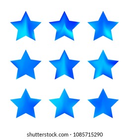 Stars gradient set. Colorful stars of different color tone on white background. Vector logo templates - icons and signs in bright colors. Sparkle lights gradient set. Premium color shapes for icons.