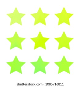 Stars gradient set. Colorful stars of different color tone on white background. Vector logo templates - icons and signs in bright colors. Sparkle lights gradient set. Premium color shapes for icons.