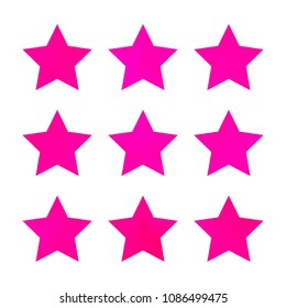 Stars gradient set. Colorful stars of different color tone on white background. Vector logo templates - icons and signs in bright colors. Sparkle lights gradient set. Premium color shapes for icons.