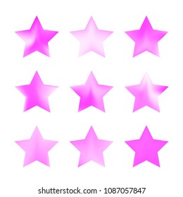 Stars gradient set. Colorful stars of different color tone on white background. Vector logo templates - icons and signs in bright colors. Sparkle lights gradient set. Premium color shapes for icons.