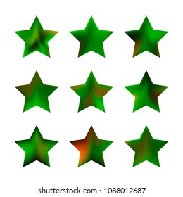 Stars gradient set. Colorful stars of different color tone on white background. Vector logo templates - icons and signs in bright colors. Sparkle lights gradient set. Premium color shapes for icons.