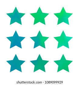Stars gradient set. Colorful stars of different color tone on white background. Vector logo templates - icons and signs in bright colors. Sparkle lights gradient set. Premium color shapes for icons.