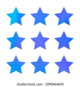 Stars gradient set. Colorful stars of different color tone on white background. Vector logo templates - icons and signs in bright colors. Sparkle lights gradient set. Premium color shapes for icons.