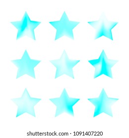 Stars gradient set. Colorful stars of different color tone on white background. Vector logo templates - icons and signs in bright colors. Sparkle lights gradient set. Premium color shapes for icons.