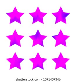 Stars gradient set. Colorful stars of different color tone on white background. Vector logo templates - icons and signs in bright colors. Sparkle lights gradient set. Premium color shapes for icons.