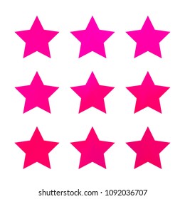 Stars gradient set. Colorful stars of different color tone on white background. Vector logo templates - icons and signs in bright colors. Sparkle lights gradient set. Premium color shapes for icons.