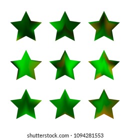 Stars gradient set. Colorful stars of different color tone on white background. Vector logo templates - icons and signs in bright colors. Sparkle lights gradient set. Premium color shapes for icons.